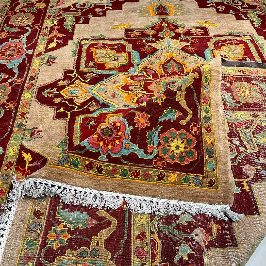 قالی نقشه هریس رنگ نسکافه ای ۶.۴۵ متری فرش رحیمی کارپت