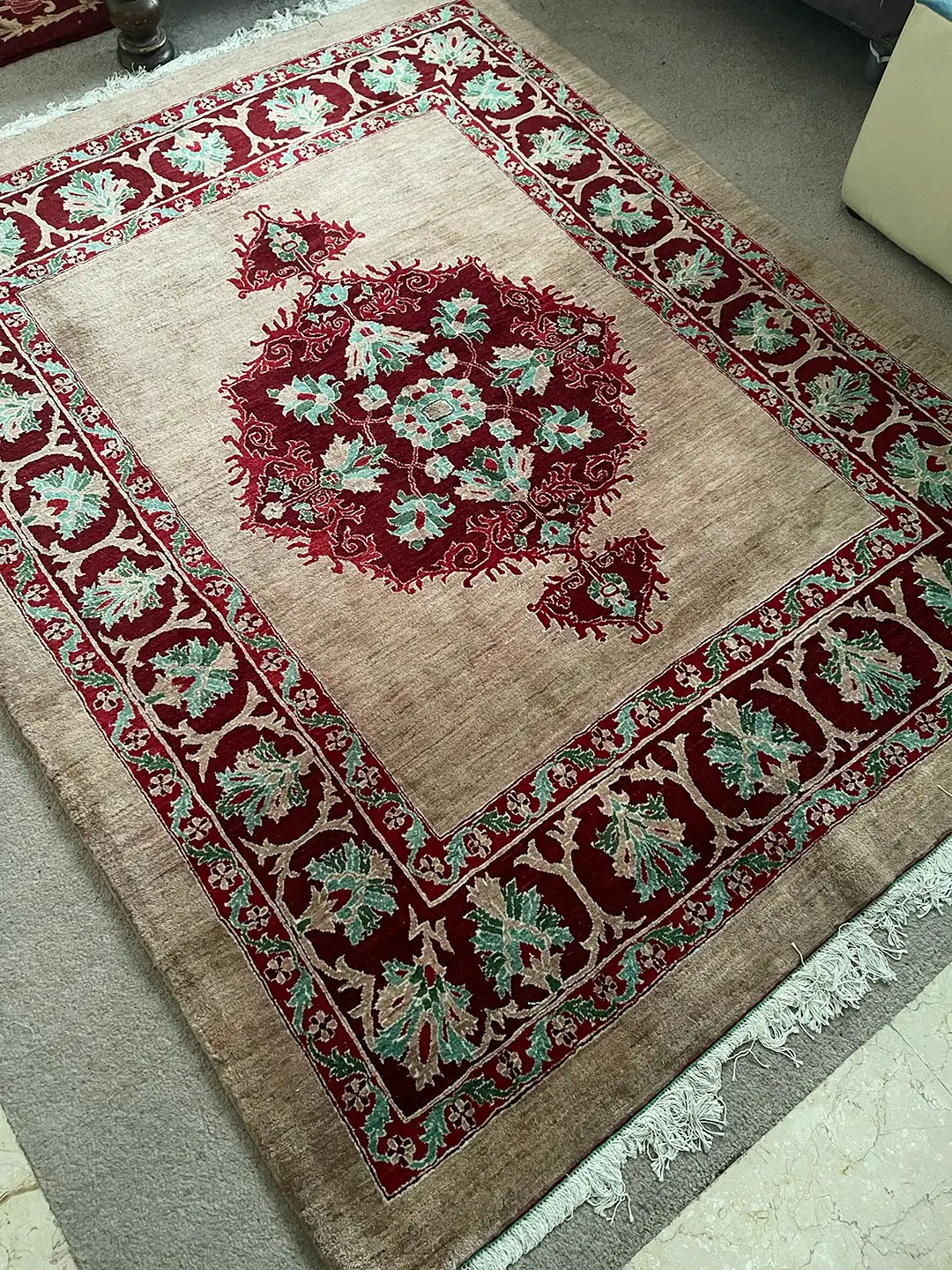 قالیچه نقشه برکه رنگ نسکافه ای ۳ متری فرش رحیمی کارپت